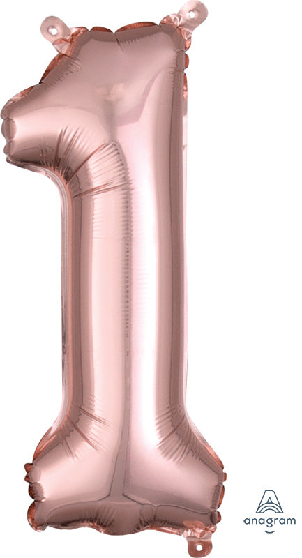 Air-Filled, Non-Floating Mini Rose Gold Numbers (16 Inch)
