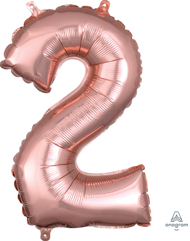 Air-Filled, Non-Floating Mini Rose Gold Numbers (16 Inch)