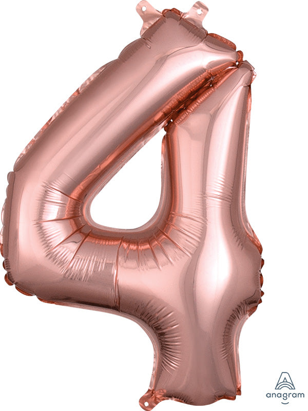 Air-Filled, Non-Floating Mini Rose Gold Numbers (16 Inch)