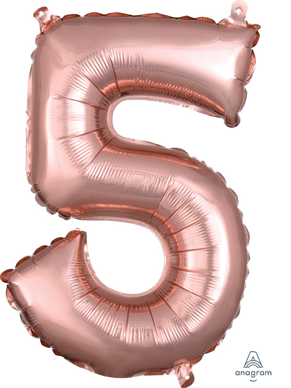 Air-Filled, Non-Floating Mini Rose Gold Numbers (16 Inch)