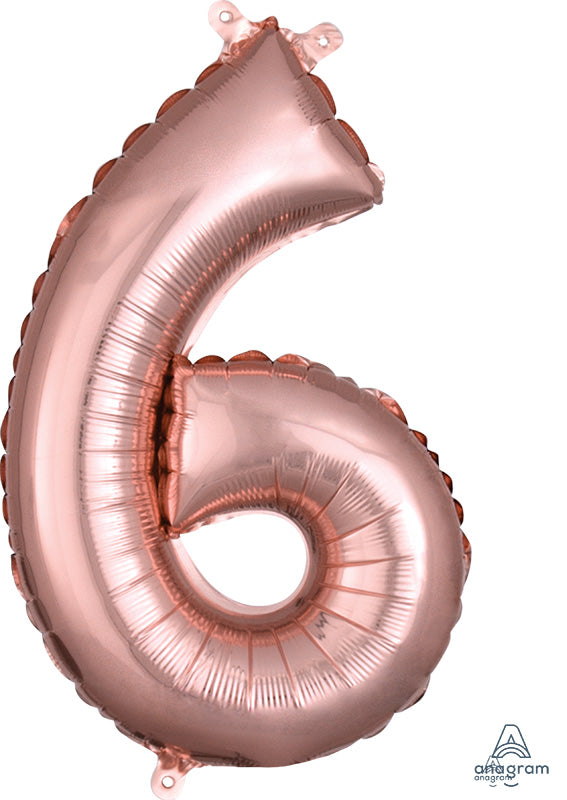 Air-Filled, Non-Floating Mini Rose Gold Numbers (16 Inch)