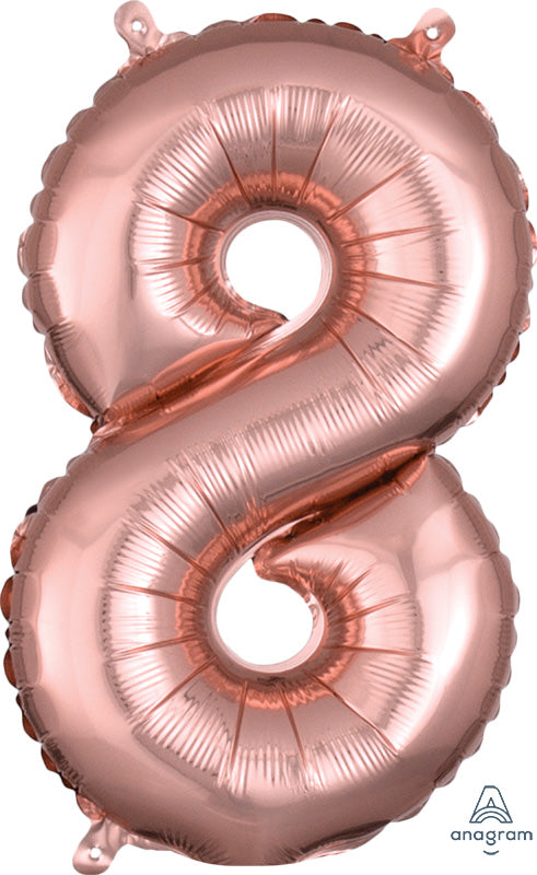 Air-Filled, Non-Floating Mini Rose Gold Numbers (16 Inch)