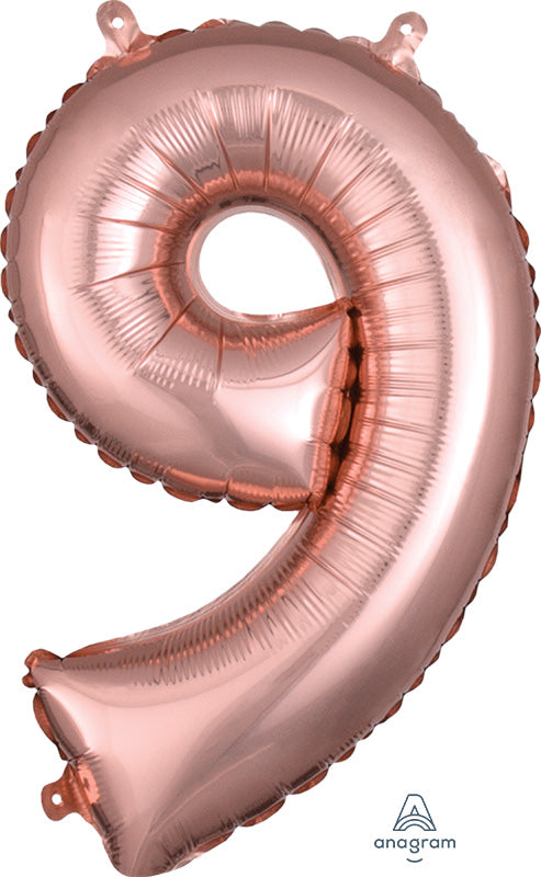 Air-Filled, Non-Floating Mini Rose Gold Numbers (16 Inch)