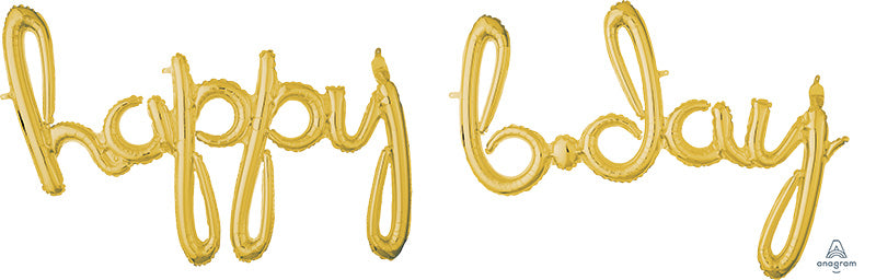 Air-Filled Gold Phrase Happy BDay Script