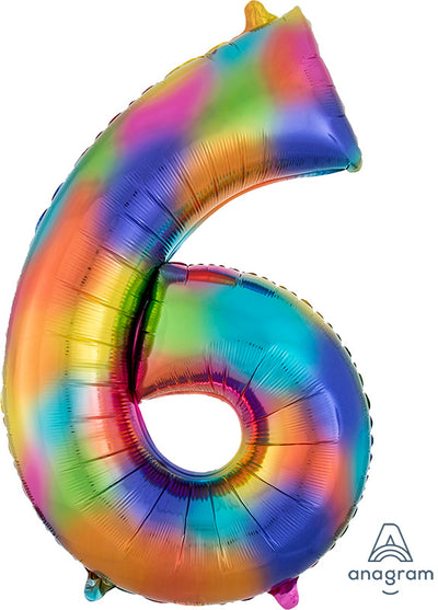 Rainbow Number Balloon: Standard Size 34"