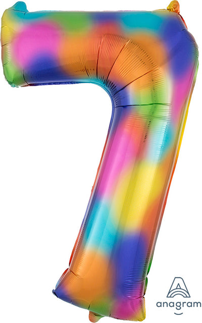 Rainbow Number Balloon: Standard Size 34"