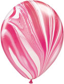 product image of 11 inch latex balloon with a marble print of pink and white