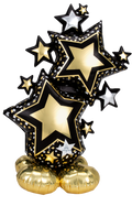 Airloonz Giant Elegant Black and Gold Star Cluster Balloon Display