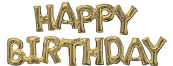 Air-Filled Gold Phrase Happy Birthday Balloon Banner