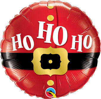 happy birthday foil balloon with printed ho ho ho santa belt