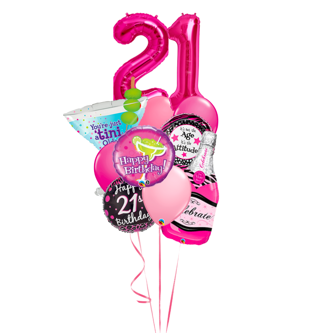 Happy 21st Birthday Pink Delivery Bouquet