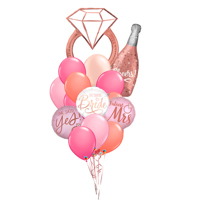 Bachelorette balloon delivery, she said yes, blush and pink color balloon future mrs., cheers to team bride