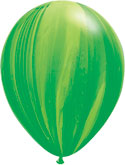 product image of 11 inch latex balloon with a marble print of lime green and dark green