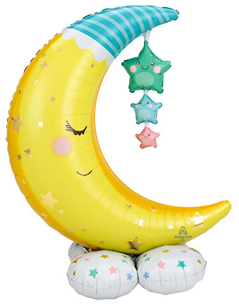 Giant Baby Shower Moon and Stars Airloonz Balloon (55 Inch)