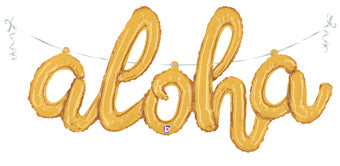 Gold Hooray, Aloha, Fiesta Script Balloon Banners (options available)