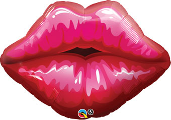 Large 30" Big Red & Pink Kissy Lips Shape Balloon