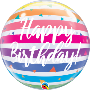 Birthday Bright Rainbow Stripes Bubble Balloon