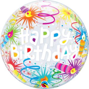 Happy Birthday Lit Candles Long Lasting Helium  Bubble Balloon