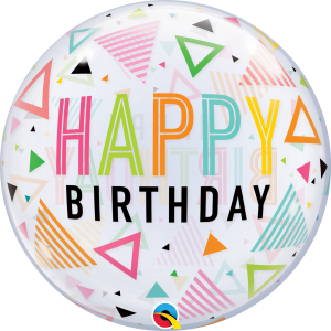 Rainbow Triangles Happy Birthday Bubble Helium Balloon