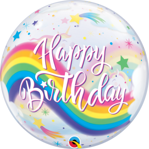 Happy Birthday Rainbow Unicorns Helium Bubble Balloon