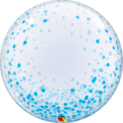 Blue Confetti Clear Balloon