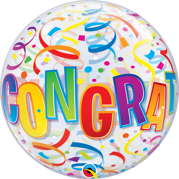 Congratulations Streamers Around Bubble Balloon (DNR)