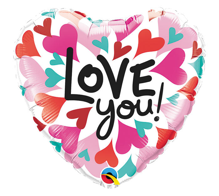 Standard 18" Love You! Converging Hearts Balloon