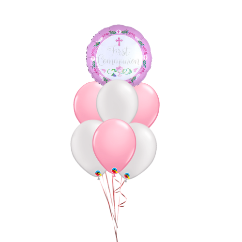 Pink First Communion Celebration Bouquet (7 Balloons)