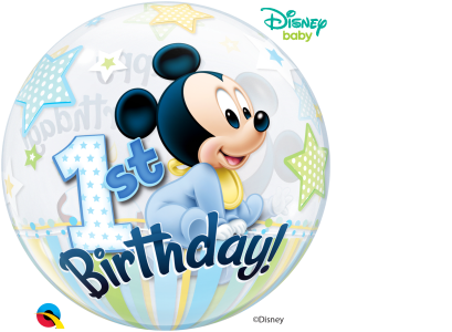 Disney Baby Minnie and Mickey Mouse 1st Birthday Bubble Balloon (22 Inch)