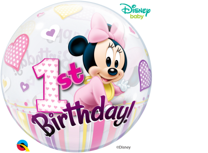 Disney Baby Minnie and Mickey Mouse 1st Birthday Bubble Balloon (22 Inch)