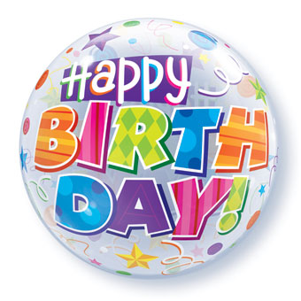 Happy Birthday Party Pattern Bubble Balloon (DNR)