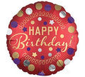 Happy Birthday Satin Red Polka Dots Balloon (18 Inch)