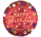 Happy Birthday Satin Red Polka Dots Balloon (18 Inch)