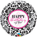 Happy Birthday Elegant Damask Balloon (18 Inch)
