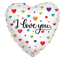 Standard 18" I Love You Colorful Hearts Balloon (D)