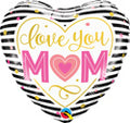 Love You Mom Stripes 18" Foil Balloon