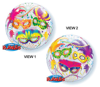 Masquerade Mardi Gras Masks Bubble Balloon (D)