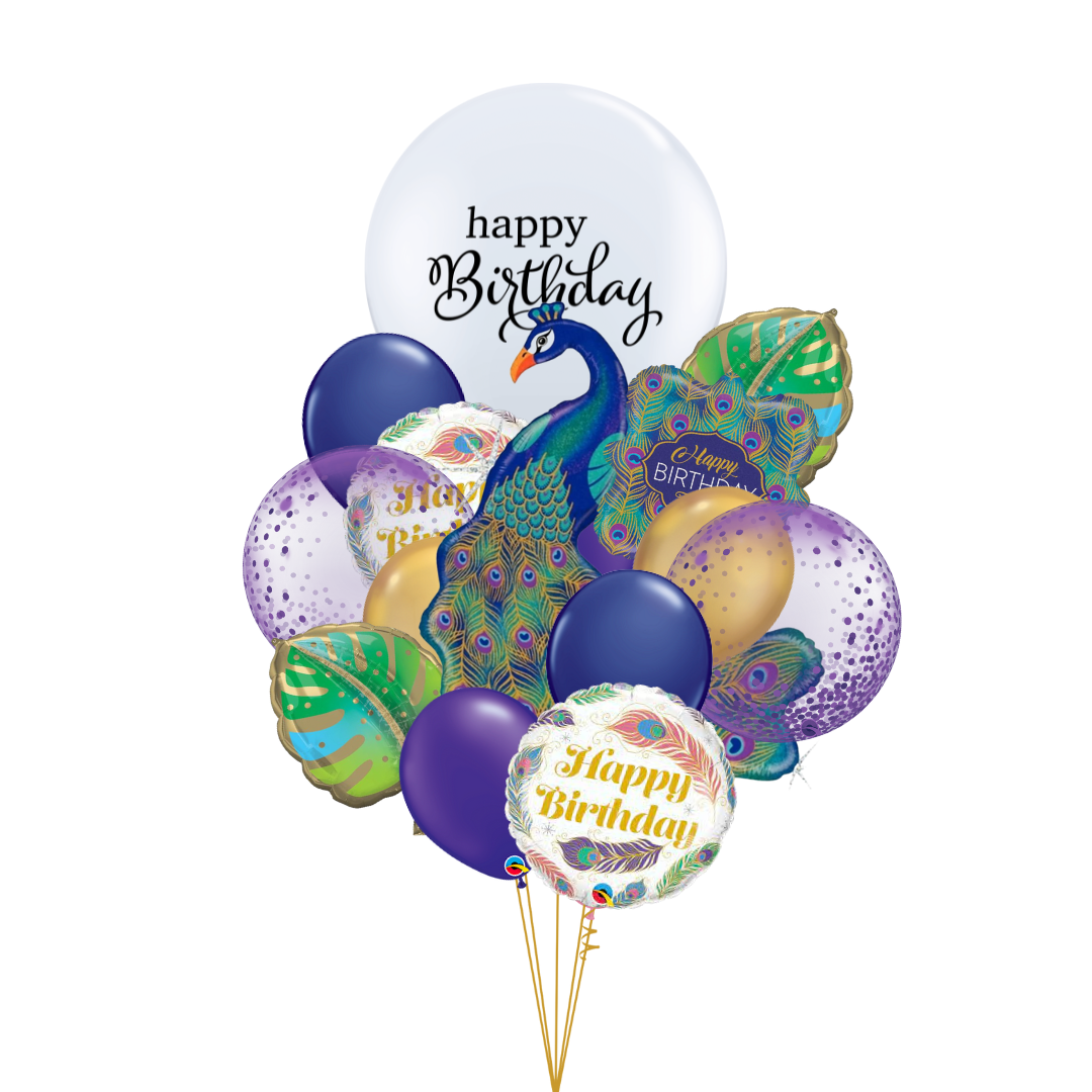 GIANT PEACOCK BIRTHDAY CELEBRATION (CHOOSE YOUR SIZE)