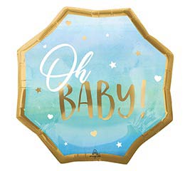 Oh Baby Ombre and Gold Balloons (22 Inch)