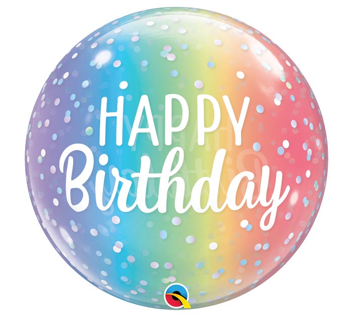 Ombre Rainbow Dots Birthday Bubble Balloon (D)
