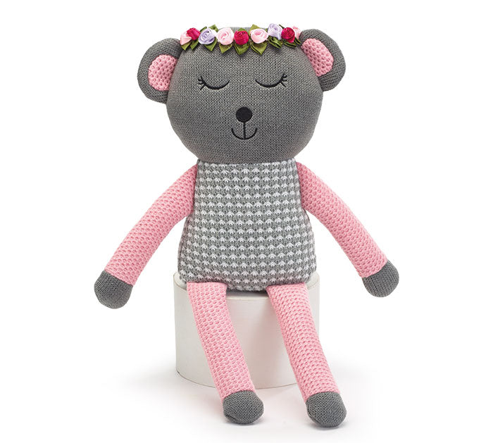 Gray and Pink Flower Bear