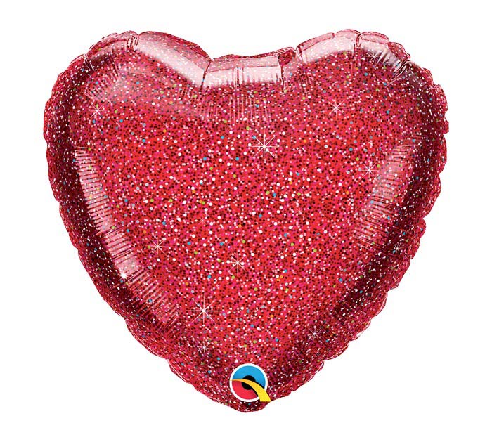 Red Glitter Balloon Heart (D)