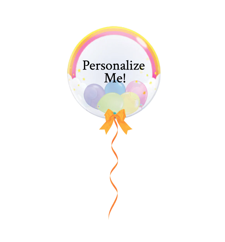 Personalized Rainbow + Clouds Gumball Bubble Balloon