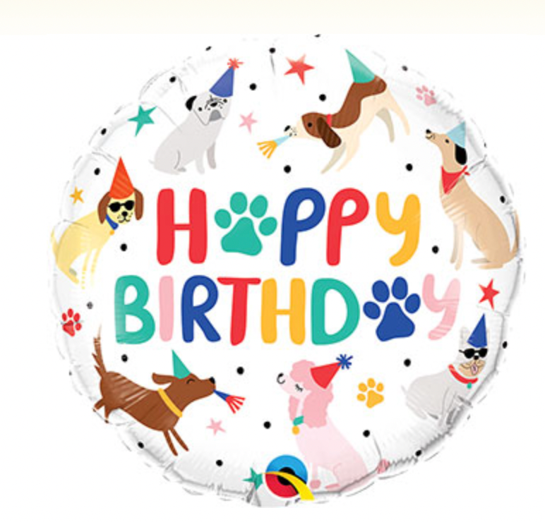 Happy Birthday Minimal Dog Print 18" Foil Balloon