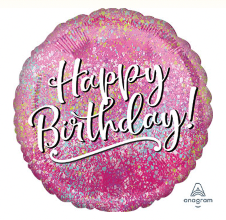 Happy Birthday Pink Fabulous Splatter 18" Square Foil Balloon