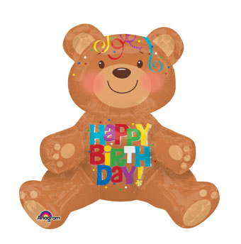Sitting Birthday Bear Table Balloon (17 Inch)