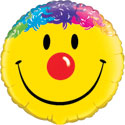 Smiley Face with Rainbow Hair Clown Balloon