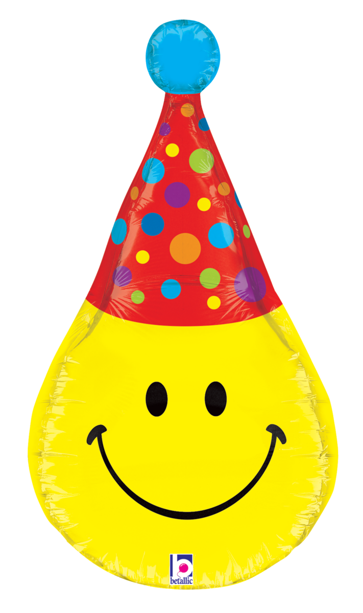 Smiley Party Hat Dimensional Balloon