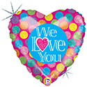 Standard 18" We Love You Holographic Dots Heart Balloon