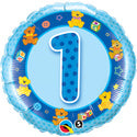 Birthday Boy Age Teddy Blue Birthday Balloon (DNR)